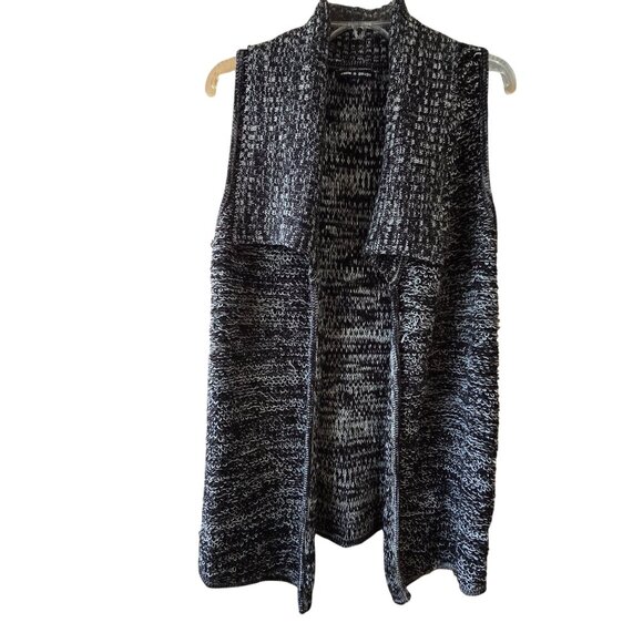 Cable & Gauge Womens Sleeveless Open Front Cardigan Vest Size M Black & White - Picture 4 of 5